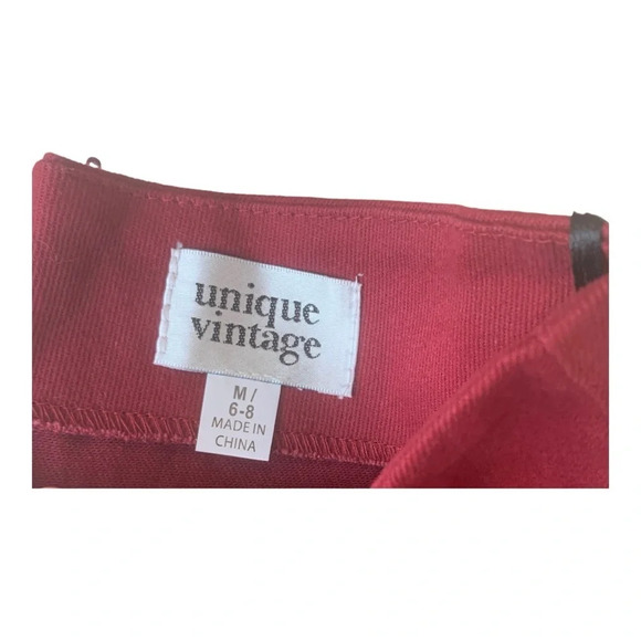 Unique Vintage Burgundy V-Waist Crop Pants Sz M 6-8# 200 - Picture 6 of 9